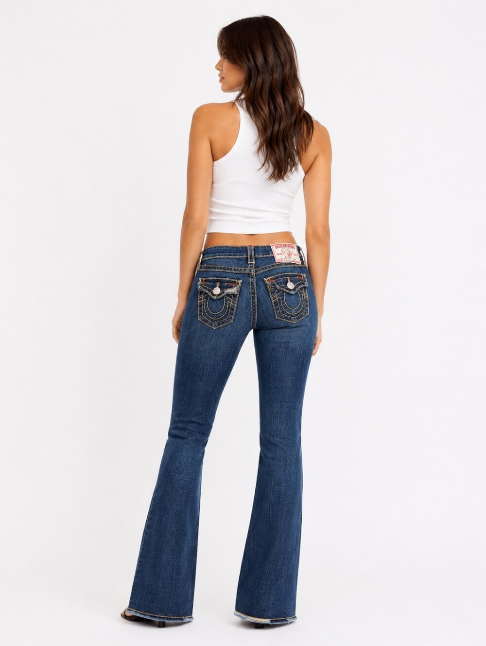 True Religion Joey Bootcut Jeans Women's 26 Dark Wash Flap Pocket Low Rise Y2K - Picture 2 of 16
